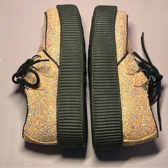 T.U.K Women 5 Limited Edition Peachy Pink Glitter Viva Mondo Creepers Platforms - Picture 15 of 16